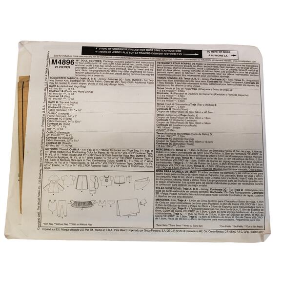 McCalls American Girl Doll Sewing Pattern UNCUT Vintage Sewing Boy Doll Outfit - Picture 3 of 7